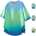 thumbnail image 1 of Mens Casual Short Sleeve T-Shirts Ombre Gradient Crew Neck Oversized Tee Summer Lightweight Breathable Ice Silk Shirts Streetwear Fashion Loose Fit Beach Tops for Leisure Daily Wear, 1 of 5
