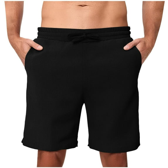 Mens Casual Shorts 7" Drawstring Elastic Lightweight Summer Fashion Solid Color Short for Workout Running