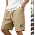 thumbnail image 1 of Mens Casual Shorts Cotton Drawstring 9 inch Waffle Shorts Stretch Elastic Waist Summer Beach Lounge Sweat Shorts Navy XL, 1 of 9