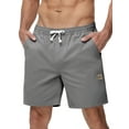 thumbnail image 1 of Mens Casual Shorts Cotton Drawstring Summer Beach Stretch Twill Chino Golf Shorts Whit Zipper Pockets Gray 38, 1 of 6