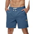 thumbnail image 1 of Mens Casual Shorts Cotton Drawstring Summer Beach Stretch Twill Chino Golf Shorts Whit Zipper Pockets Gray-blue 36, 1 of 6