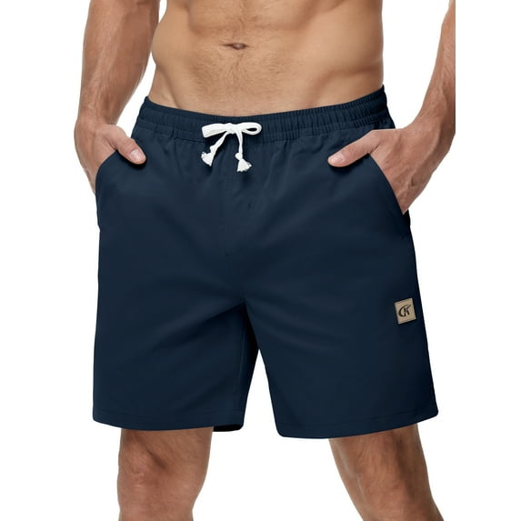 Mens Casual Shorts Cotton Drawstring Summer Beach Stretch Twill Chino Golf Shorts Whit Zipper Pockets Navy 36