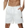 thumbnail image 1 of Mens Casual Shorts Cotton Drawstring Summer Beach Stretch Twill Chino Golf Shorts Whit Zipper Pockets White 36, 1 of 6