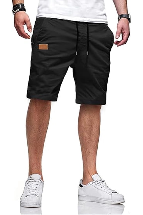 Mens Casual Shorts - Cotton Drawstring Summer Beach Stretch Twill Chino Golf Shorts