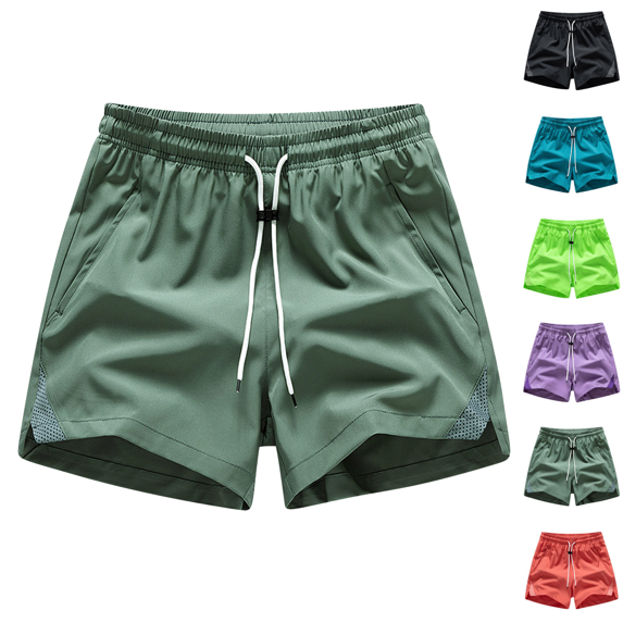 Mens Casual Shorts Drawstring Elastic Waist Breathable Ice Silk Lounge Outdoor Beach Running Workout Gym Shorts Army Green S