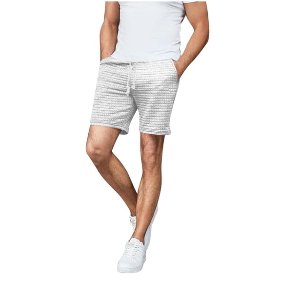Mens Casual Shorts Drawstring Elastic Waist Breathable Summer Beach Shorts with Pockets