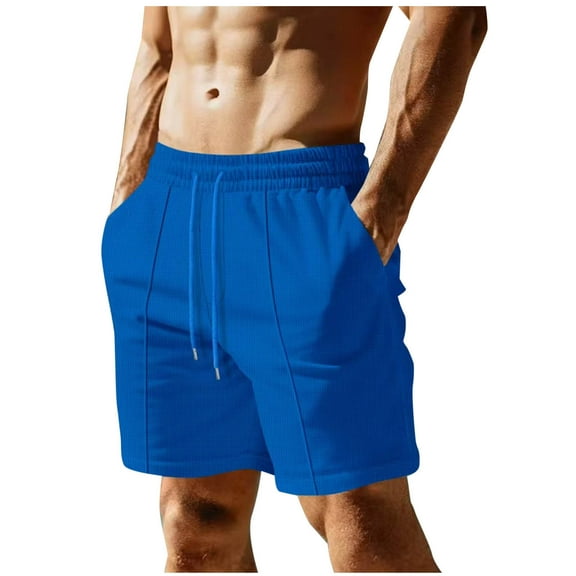 Mens Casual Shorts Drawstring Lightweight Breathable Summer Beach Swim Shorts with Pockets