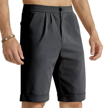 Mens Casual Shorts Drawstring Shorts Men Elastic Waist Shorts with Pockets Summer Black L