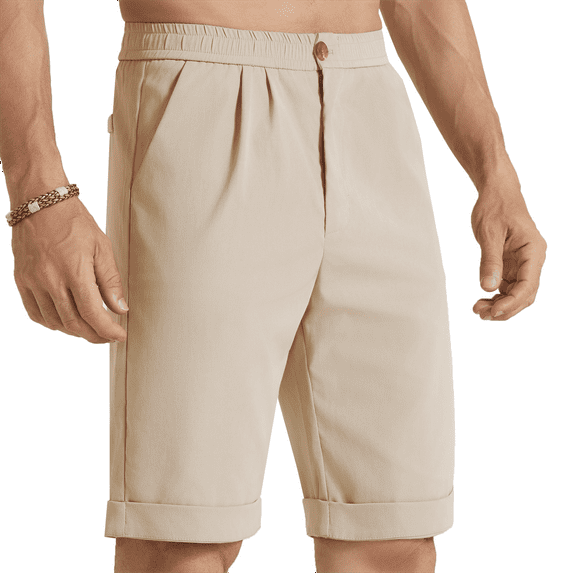 Mens Casual Shorts Drawstring Shorts Men Elastic Waist Shorts with Pockets Summer Khaki XXL