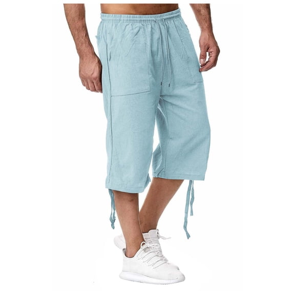 Mens Casual Shorts Elastic Waist Drawstring Summer Beach Short
