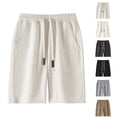 thumbnail image 1 of Mens Casual Shorts Elastic Waist Drawstring Summer Beach Shorts with Pockets Light Gray M-5XL, 1 of 4