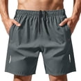 thumbnail image 1 of Mens Casual Shorts Lightweight Quick Dry Athletic Training Running Shorts Elastic Waist Drawstring Breathable Summer Beach Travel Shorts Gray S, 1 of 5