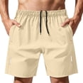 thumbnail image 1 of Mens Casual Shorts Lightweight Quick Dry Athletic Training Running Shorts Elastic Waist Drawstring Breathable Summer Beach Travel Shorts Khaki S, 1 of 5