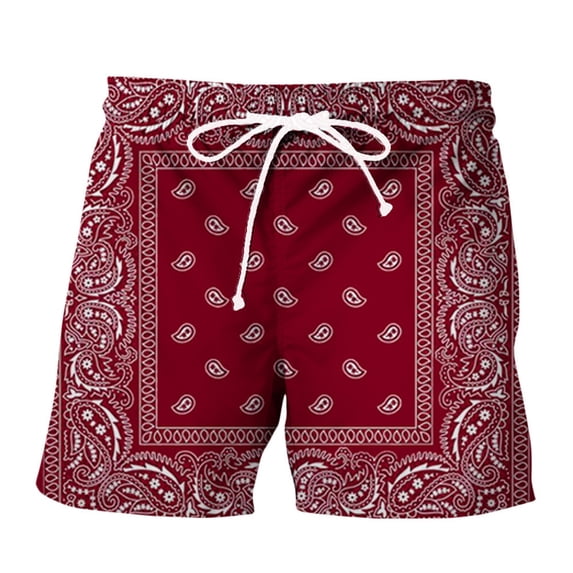 Mens Casual Shorts Men's Spring Summer Casual Shorts Printed Panel Sports Beach Pants with Pockets for Outdoor Red XXXXL