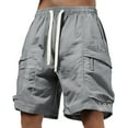 thumbnail image 1 of Mens Casual Shorts Nylon Ice Silk Cargo Shorts with Pockets Summer Casual Sports Shorts Grey XL, 1 of 4