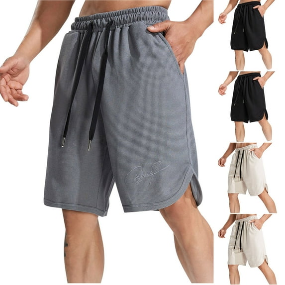 Mens Casual Shorts Shorts for Men Athletic Men's Solid Color Nylon Shorts Outdoor Sports Versatile And Casual Five Quarter Pants Black L