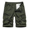 thumbnail image 1 of Mens Casual Shorts Slim Fit Stretch Denim Ripped Cargo Bermuda Shorts Comfort Flex Waist Army Green 32, 1 of 5