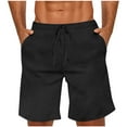 thumbnail image 1 of Mens Casual Shorts Solid Drawstring With Pocket Elastic Waist Shorts Black, 1 of 8