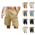 thumbnail image 1 of Mens Casual Shorts Summer Elastic Waist Wide Straight Leg Loose Knee Length Beach Shorts with Pockets, 1 of 8