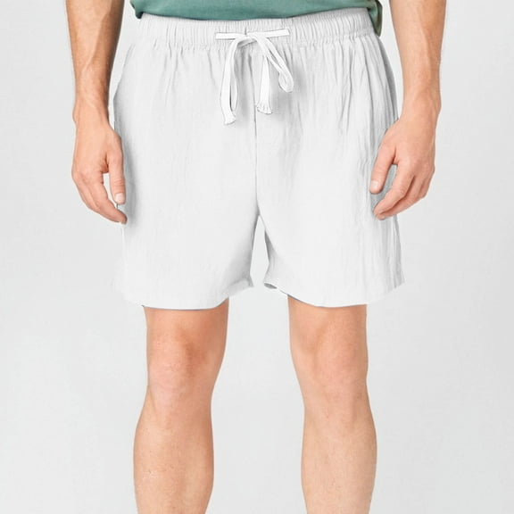 Mens Casual Shorts, ZHUGeLI Man Solid-Color Casual Pocket Cotton-Linen Drawstring Elastic-Waist Shorts