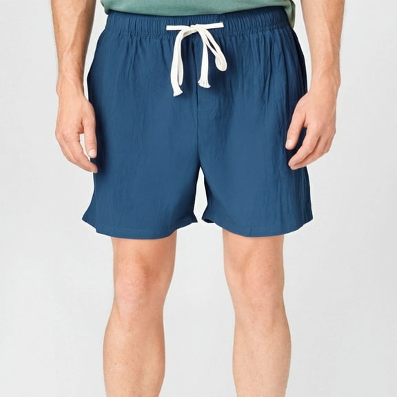 Mens Casual Shorts, ZHUGeLI Man Solid-Color Casual Pocket Cotton-Linen Drawstring Elastic-Waist Shorts