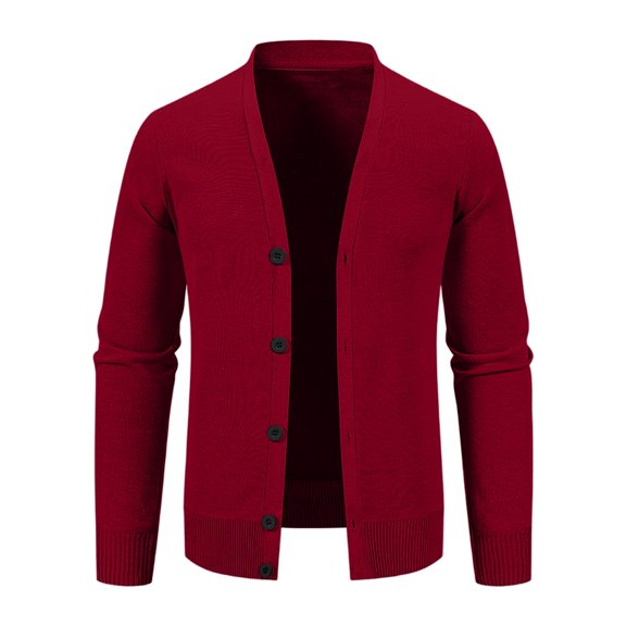 Mens Casual Slim Fit Cardigans V-Neck Basic Designed Long Sleeve Button Down Sweater