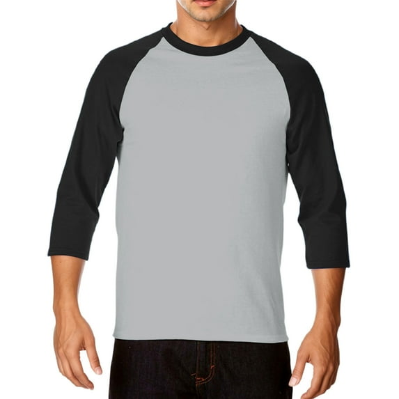 Mens Casual Slim Fit T Shirts Raglan 3/4 Sleeve Crewneck Baseball Tees Color Block Workout Fashion Shirt Black2 M
