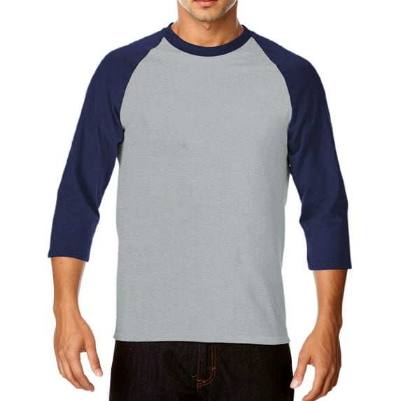 Mens Casual Slim Fit T Shirts Raglan 3/4 Sleeve Crewneck Baseball Tees Color Block Workout Fashion Shirt Navy2 M