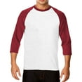 thumbnail image 1 of Mens Casual Slim Fit T Shirts Raglan 3/4 Sleeve Crewneck Baseball Tees Color Block Workout Fashion Shirt Red4 XXL, 1 of 3