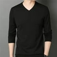 thumbnail image 1 of Mens Casual Slim Fit V Neck Long Sleeve T-Shirt Muscle Workout Tee Top Blouse, 1 of 11