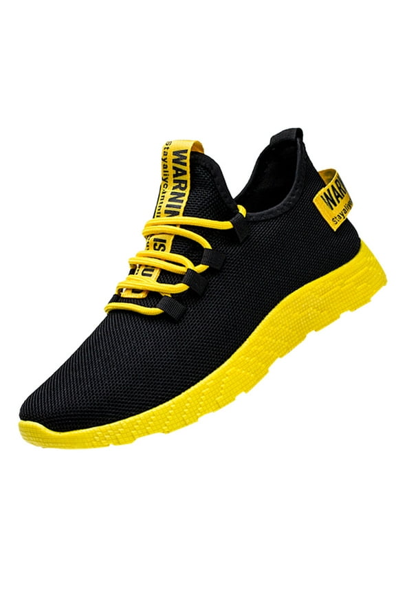 Mens Casual Sneakers Men's Sneakers Flying Weaving Running Shoes Tourist Shoes Leisure Sports Shoes Male Shoes(Yellow,9)
