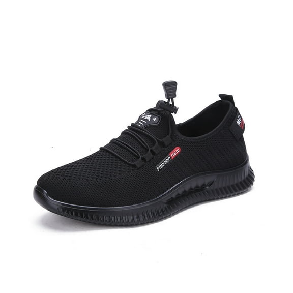 Mens Casual Sneakers Non-slip Breathable Walking Shoes Lightweight Lace-up Fitness Shoes Comfortable Mesh Trainers Black 9 US