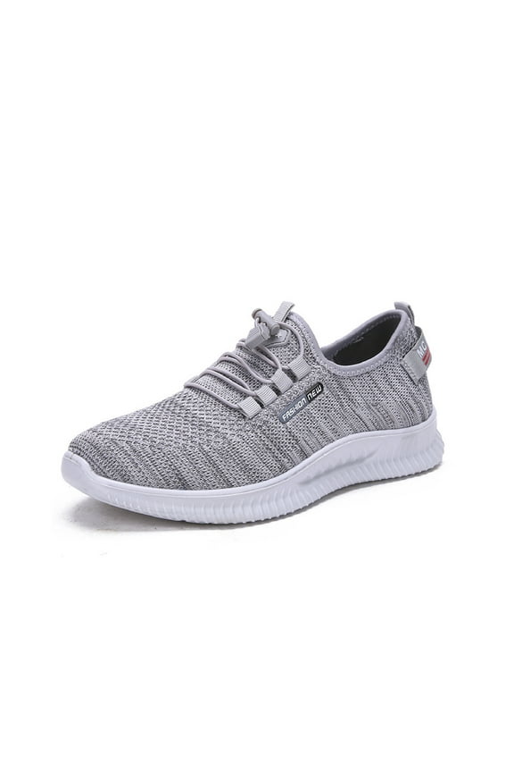 Mens Casual Sneakers Non-slip Breathable Walking Shoes Lightweight Lace-up Fitness Shoes Comfortable Mesh Trainers Gray 7.5 US