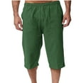 thumbnail image 1 of Mens Casual Soft Linen Long Shorts Knee Length Sport Running Lounge Work Shorts Capri Pant, 1 of 6
