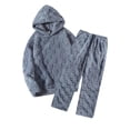 thumbnail image 1 of Mens Casual Solid Pullover Hooded Long Sleeve Pants Furry Two-piece Sets, 1 of 9