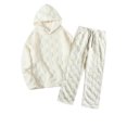 thumbnail image 1 of Mens Casual Solid Pullover Hooded Long Sleeve Pants Furry Two-piece Sets, 1 of 9