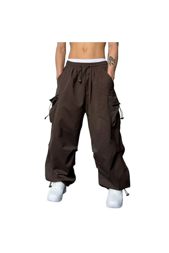 Mens Casual Solid Trousers Sports Pocket Cargo Pants Brown Sizes S-3XL