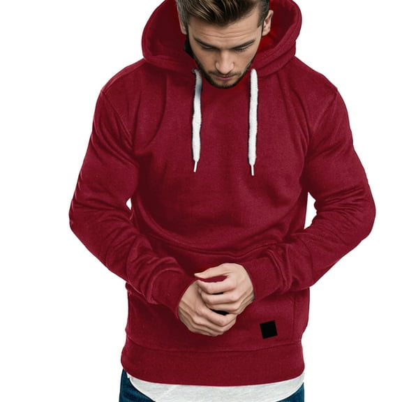 Mens Casual Splicing Design Hooded Sweater Large Size Comfortable Pullover with Modern Style for Everyday Wear
