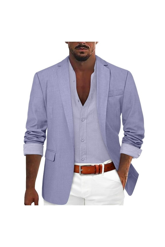 Mens Casual Sport Coat Qiggri Men's Casual Blazer Lightweight Slim Fit Suit Jacket Two Button Cotton Sport Coats