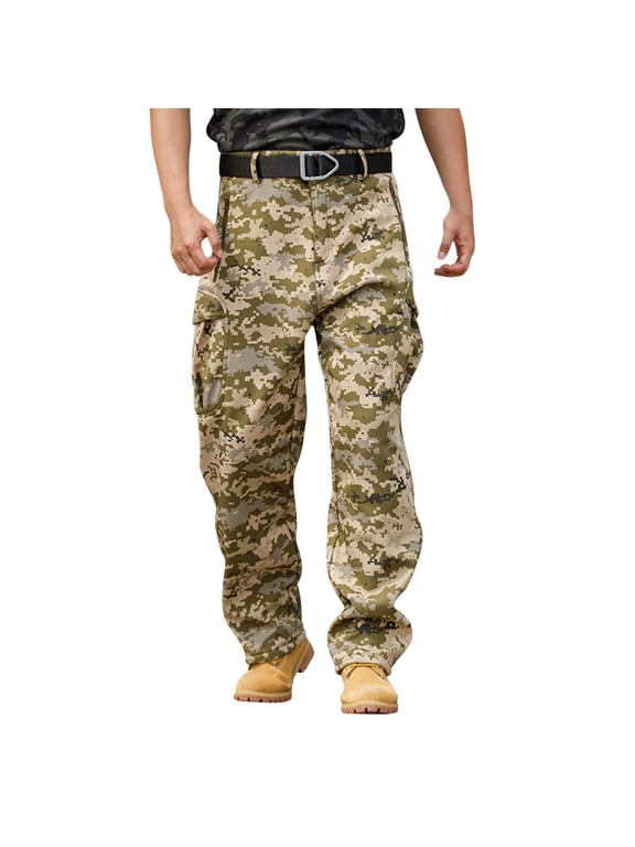 Mens Casual Street Fashion Camo Cargo Pants Army Combat Military Pants Work Hunt Pant