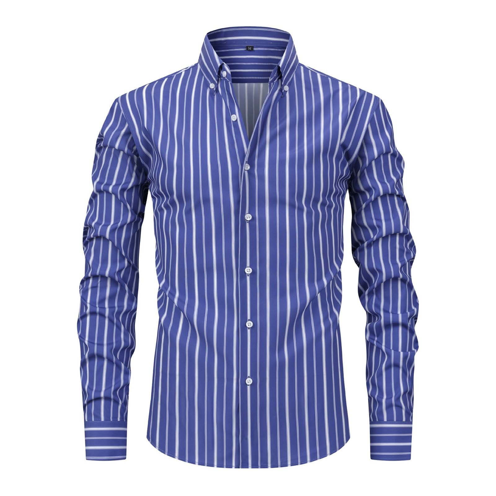 トップス everyone classic button down shir STRIPE Mens Casual Striped Dress Shirts Stylish Long Sleeve Slim Fit