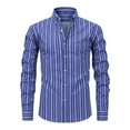 thumbnail image 1 of Mens Casual Striped Dress Shirts Stylish Long Sleeve Slim Fit Button Down Classic Shirt, Blue, Size XL, 1 of 7