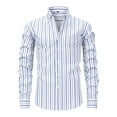 thumbnail image 1 of Mens Casual Striped Dress Shirts Stylish Long Sleeve Slim Fit Button Down Classic Shirt, White2, Size L, 1 of 7