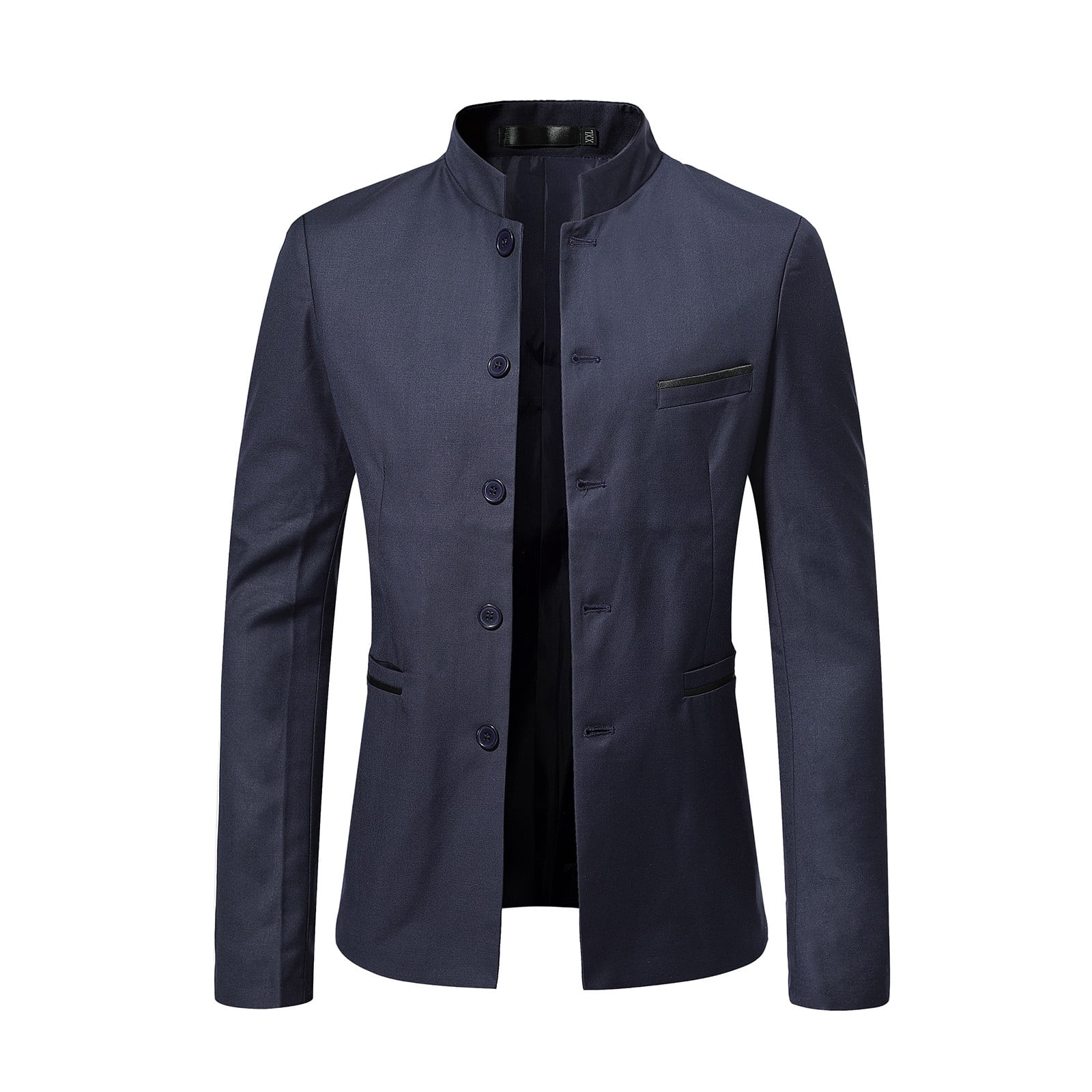 Mens Casual Suit Blazer Jackets Stand Mandarin Collar Lightweight Lined  Sport Coats Business Coats