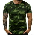 thumbnail image 1 of Mens Casual Summer Camo Crew Neck Short Sleeve Tees Imitation Cotton Spandex Polyester Outdoor Fitness Tops Green 4XL, 1 of 6