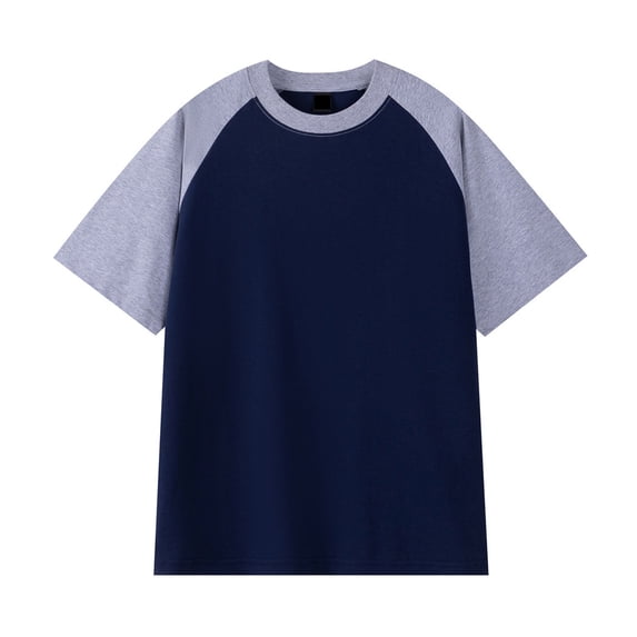 Mens Casual Summer Pullover Raglan Short Sleeve Color Block Shirt Vacation Holiday Tops Fathers Gift