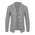 thumbnail image 1 of Mens Casual Sweaters Cardigan Long Sleeve Shawl Collar Jackets Buttons Down Cable Knit Sweatshirts Tops with Pockets (L, Gray), 1 of 6