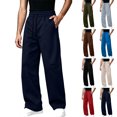 thumbnail image 1 of Mens Casual Sweatpants Solid Color Drawstring Elastic Waist Straight Leg Trousers Relaxed Fit Workout Pants, 1 of 9