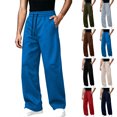 thumbnail image 1 of Mens Casual Sweatpants Solid Color Drawstring Elastic Waist Straight Leg Trousers Relaxed Fit Workout Pants, 1 of 9