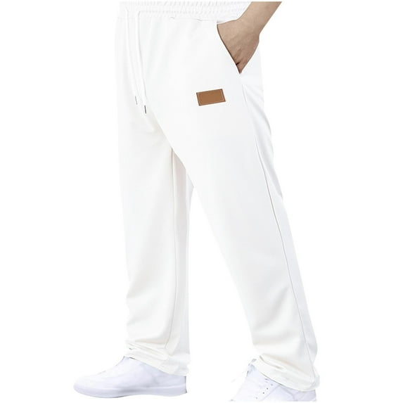 Mens Casual Sweatpants Solid Fashion Elastic Waist Pants Lightweight Baggy Workout Pants with Pockets